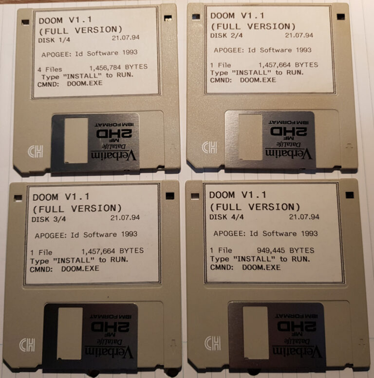 The Floppy Disk Set for the Full Release of Doom (Courtesy Internet Archive)